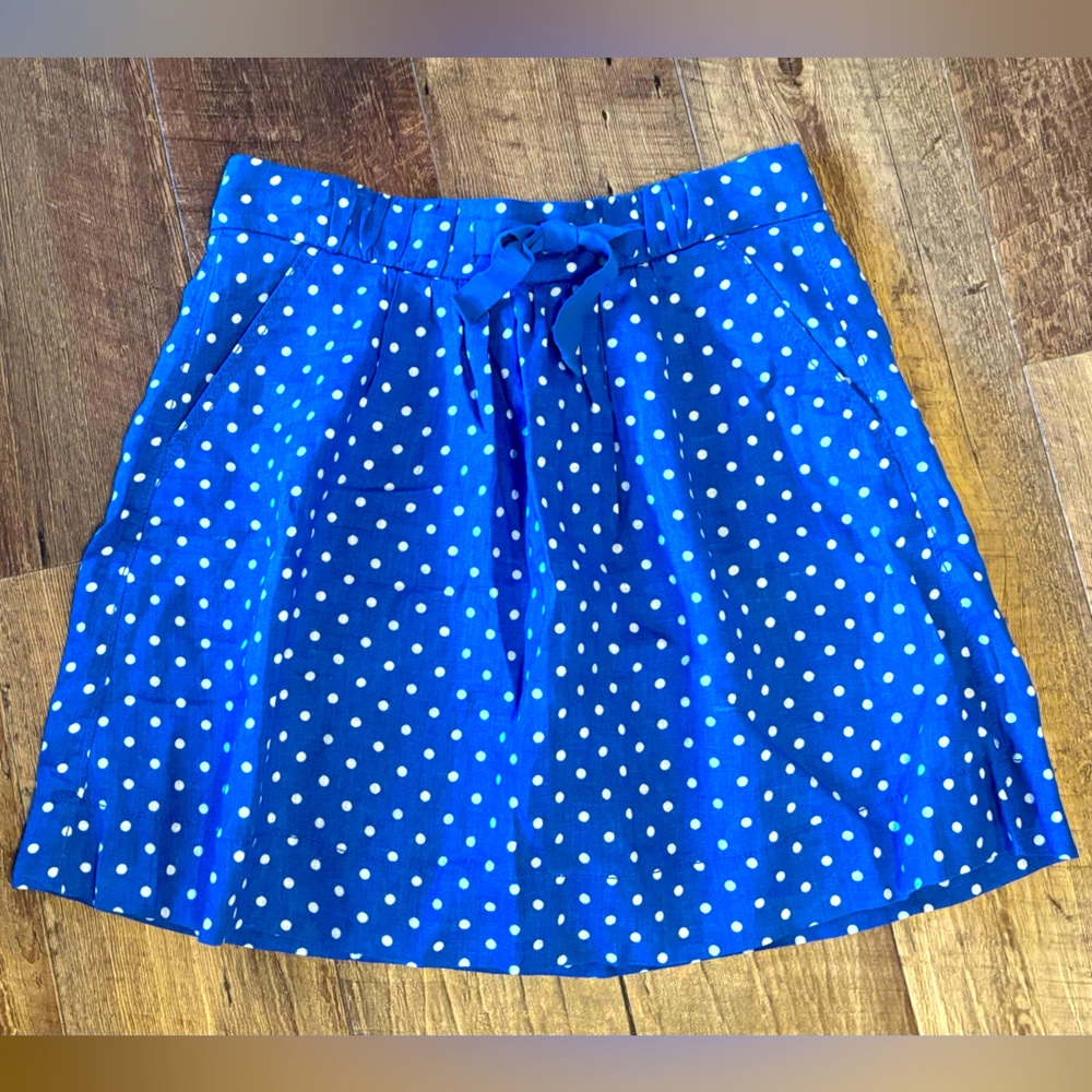 Women’s J.Crew Cobalt Blue Linen Polka Dot Mini Skirt Size 0